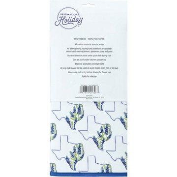 Destination Holiday Reversible Bluebonnet Drying Mat, 14'' x 21''