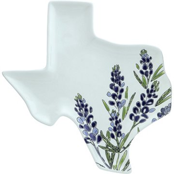 Destination Holiday Bluebonnet Texas-Shaped Ceramic Plate, 12''
