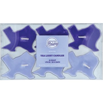 Destination Holiday Jumbo Texas-Shaped Bluebonnet Tealight Candles, 6 ct