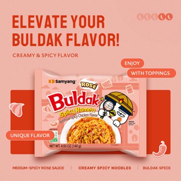 Samyang Buldak Rosé Spicy Chicken Ramen Instant Soup Packs