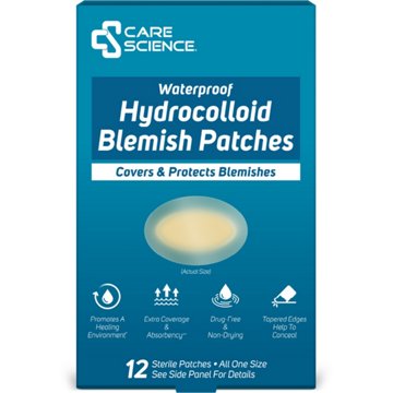 Care Science Waterproof Hydrocolloid Blemish Patches, 12 ct