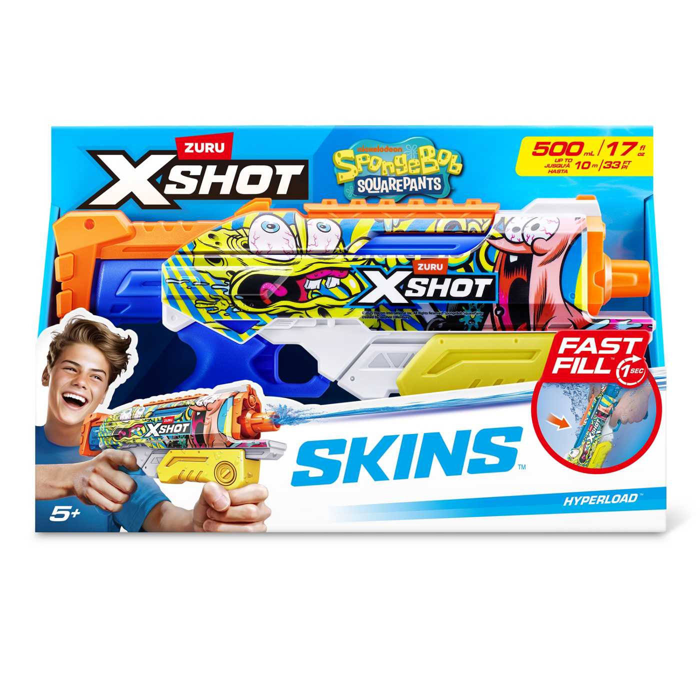 Zuru XSHOT Fast Fill Hyperworld Skins SpongeBob SparePants Water Blaster; image 5 of 6