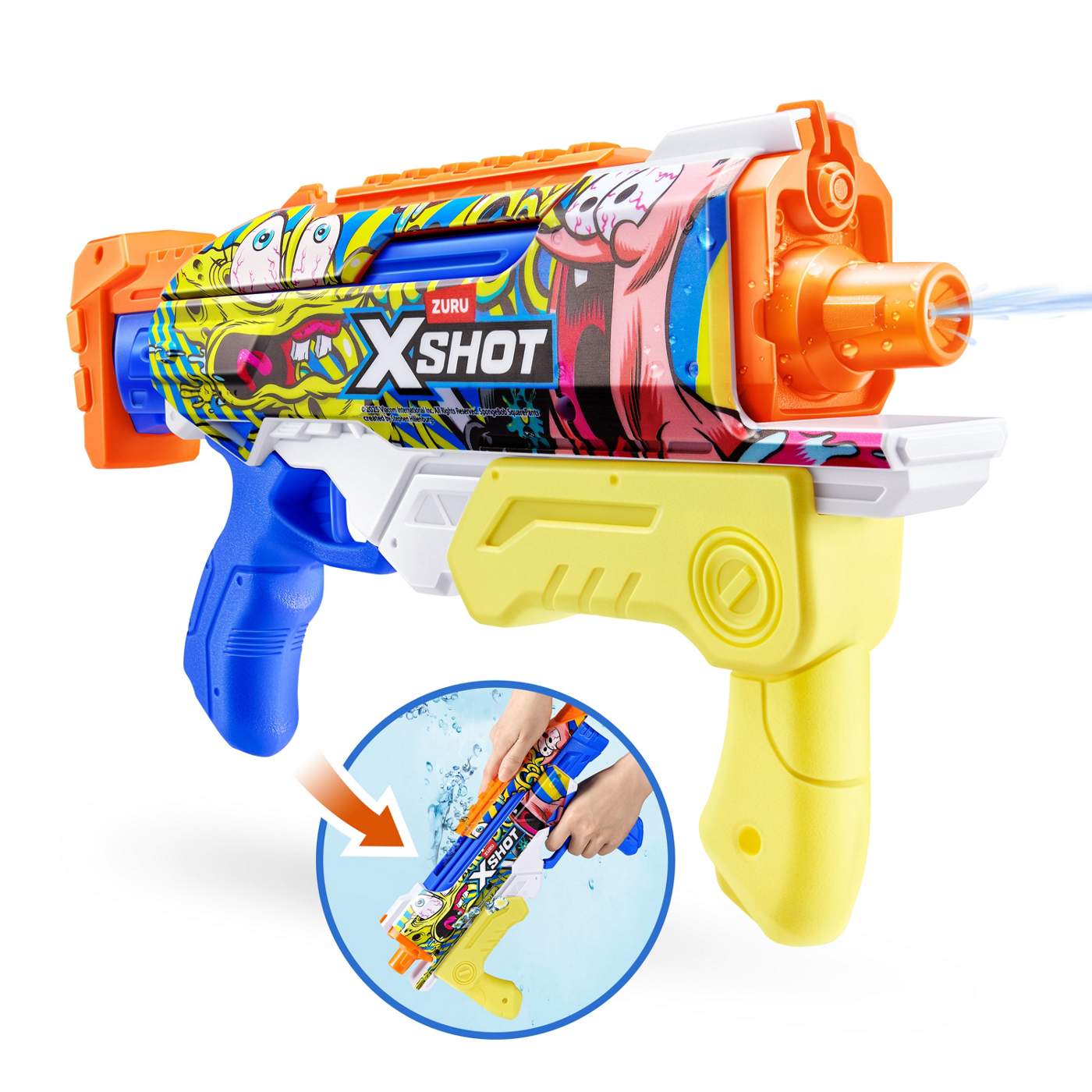 Zuru XSHOT Fast Fill Hyperworld Skins SpongeBob SparePants Water Blaster; image 6 of 6