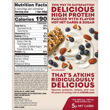 Atkins 15g High Protein Bar - Blueberry Greek Yogurt