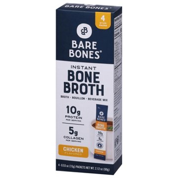 Bare Bones Instant Bone Broth Packets - Chicken, 4 ct