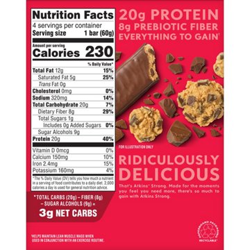 Atkins Strong 20g High Protein Bar - Chocolate Chip Cookie Dough