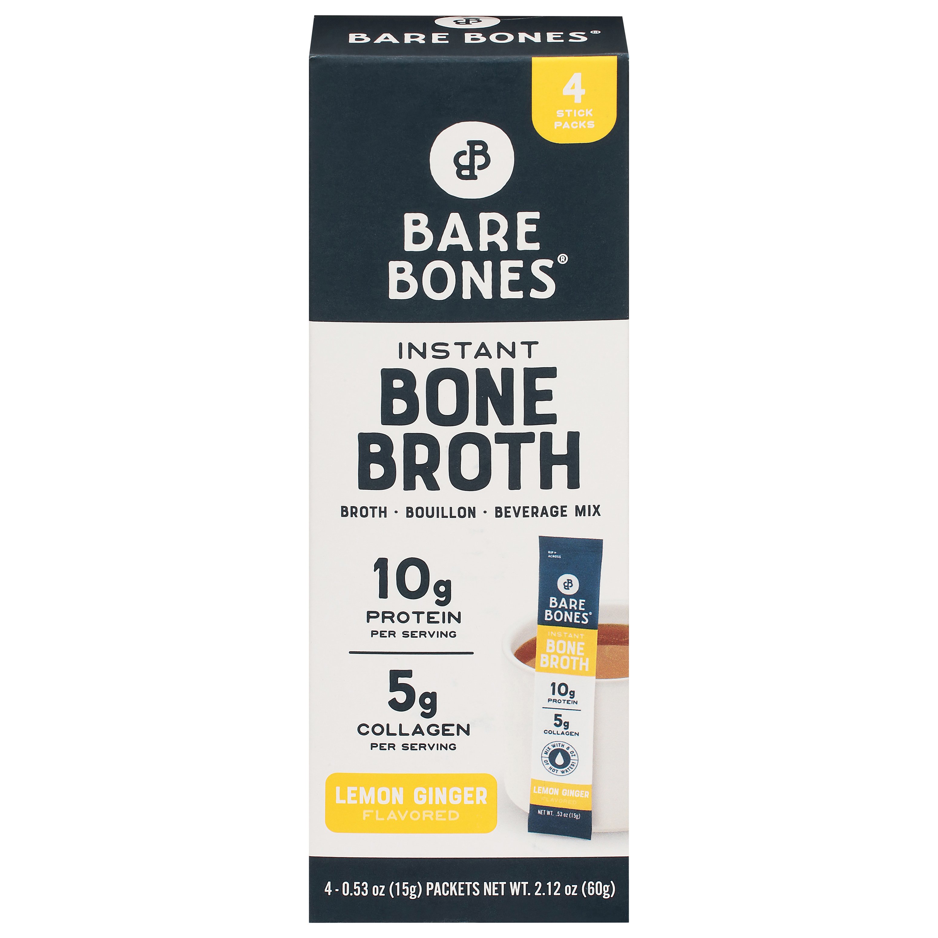 Bare Bones Instant Bone Broth Packets - Lemon Ginger - Shop Broth ...