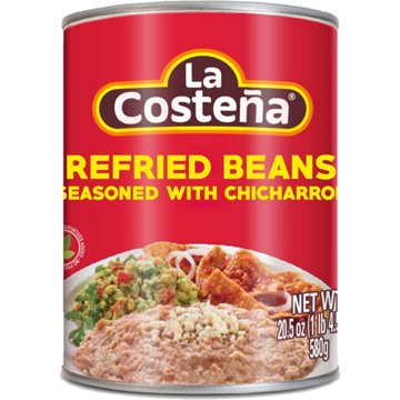 La Costena Refried Beans with Chicharron, 20.5 oz
