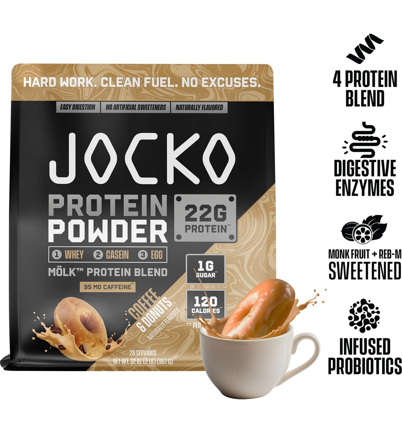Jocko Mölk 22g Protein Powder - Coffee & Donuts; image 3 of 4