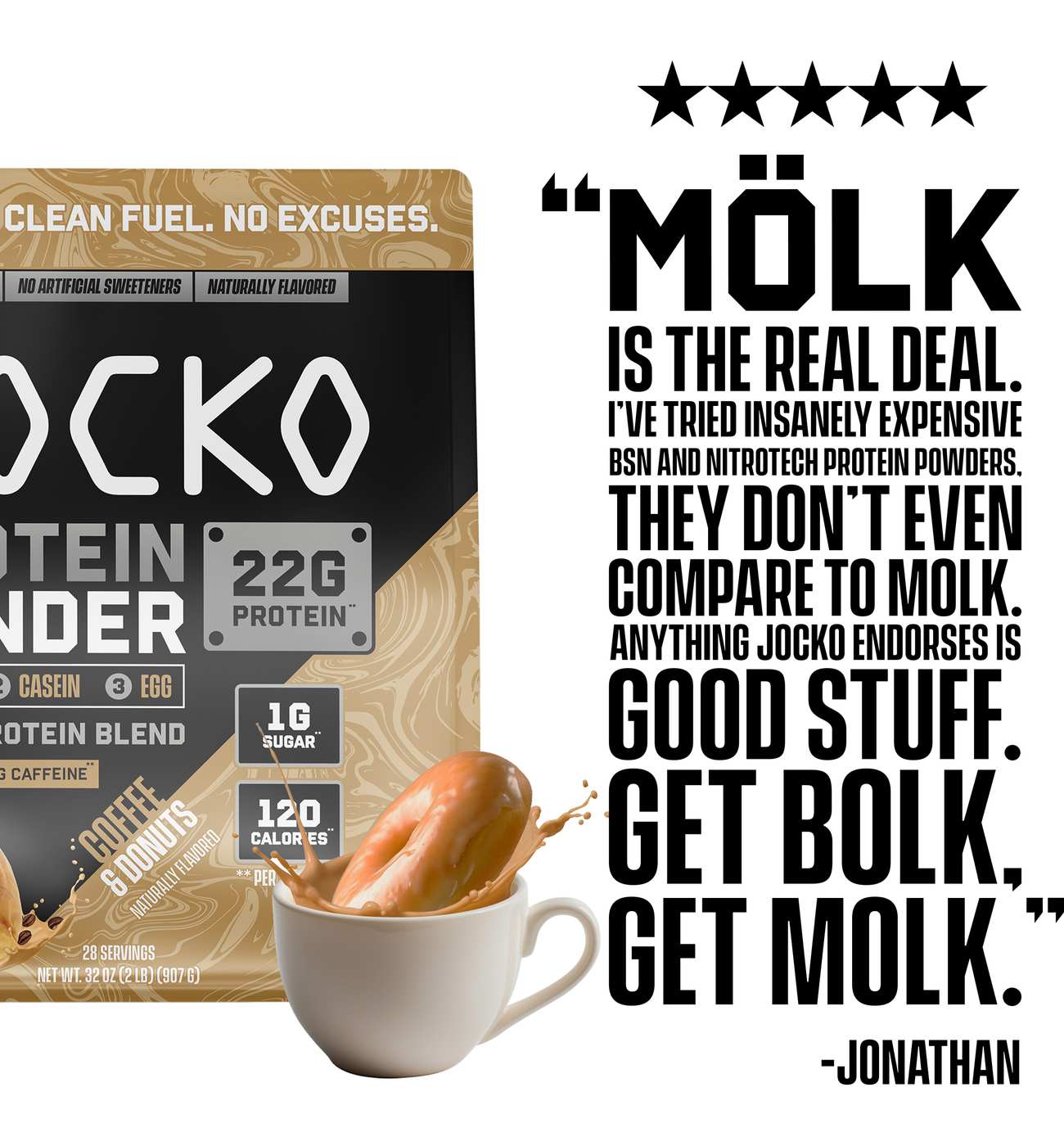 Jocko Mölk 22g Protein Powder - Coffee & Donuts; image 4 of 4