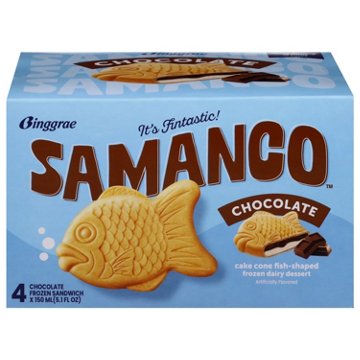 Binggrae Samanco Chocolate Frozen Dairy Dessert Sandwich, 4 ct