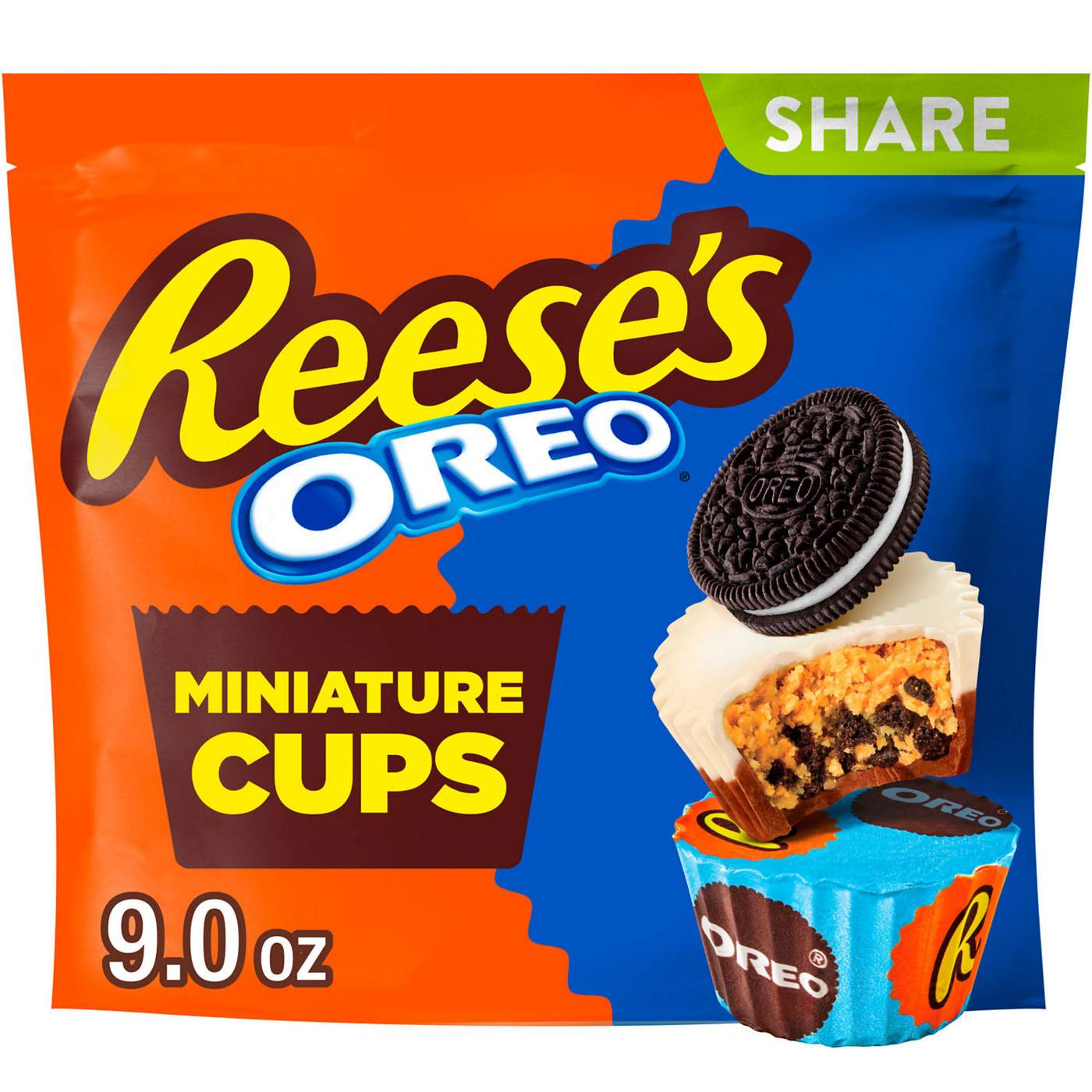 Reese's OREO Miniature Cups Milk Chocolate & White Creme Peanut Butter Candy - Share Pack; image 1 of 9