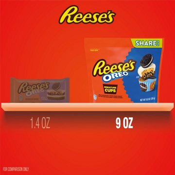 Reese's OREO Miniature Cups Milk Chocolate & White Creme Peanut Butter Candy - Share Pack, 9 oz
