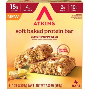 Atkins 15g High Protein Soft Baked Protein Bar - Lemon Poppy Seed