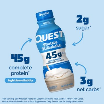 Quest 45g Protein Milkshake - Vanilla, 14 oz
