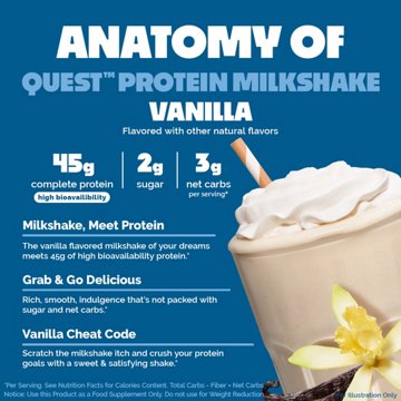 Quest 45g Protein Milkshake - Vanilla, 14 oz