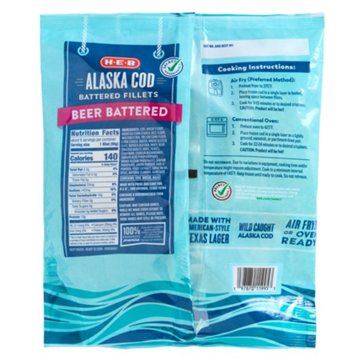 H-E-B Frozen Beer Battered Alaskan Cod Fillets, 6 ct