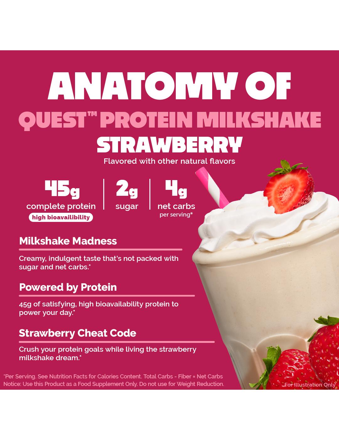 Quest 45g Protein Milkshake - Strawberry; image 3 of 6