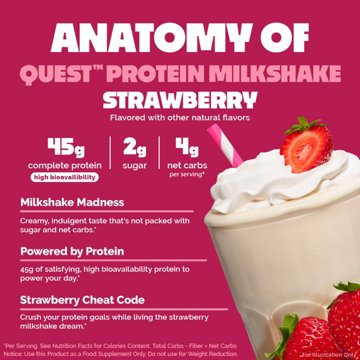Quest 45g Protein Milkshake - Strawberry, 14 oz