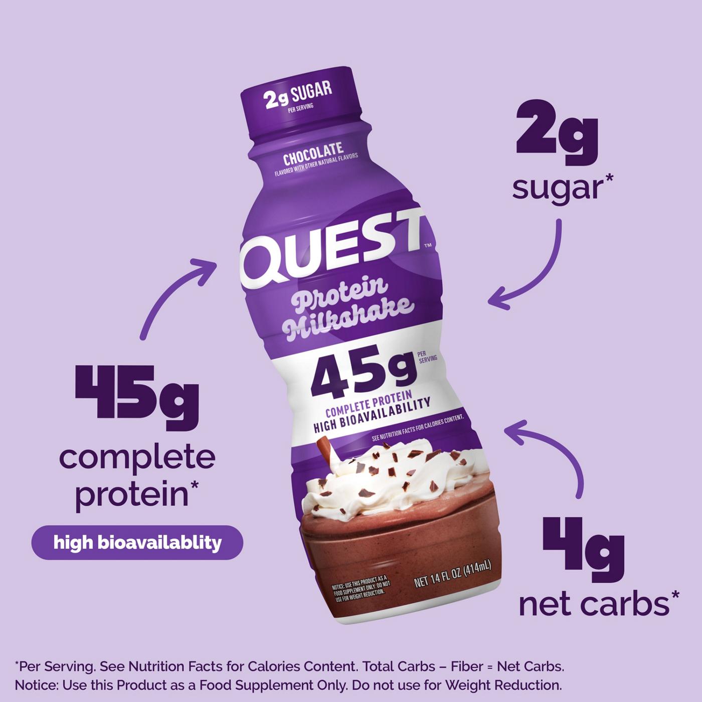 Quest 45g Protein Milkshake - Chocolate; image 3 of 4