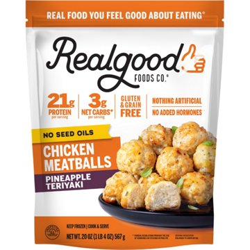 Real Good Foods Co. Frozen Pineapple Teriyaki Chicken Meatballs, 20 oz