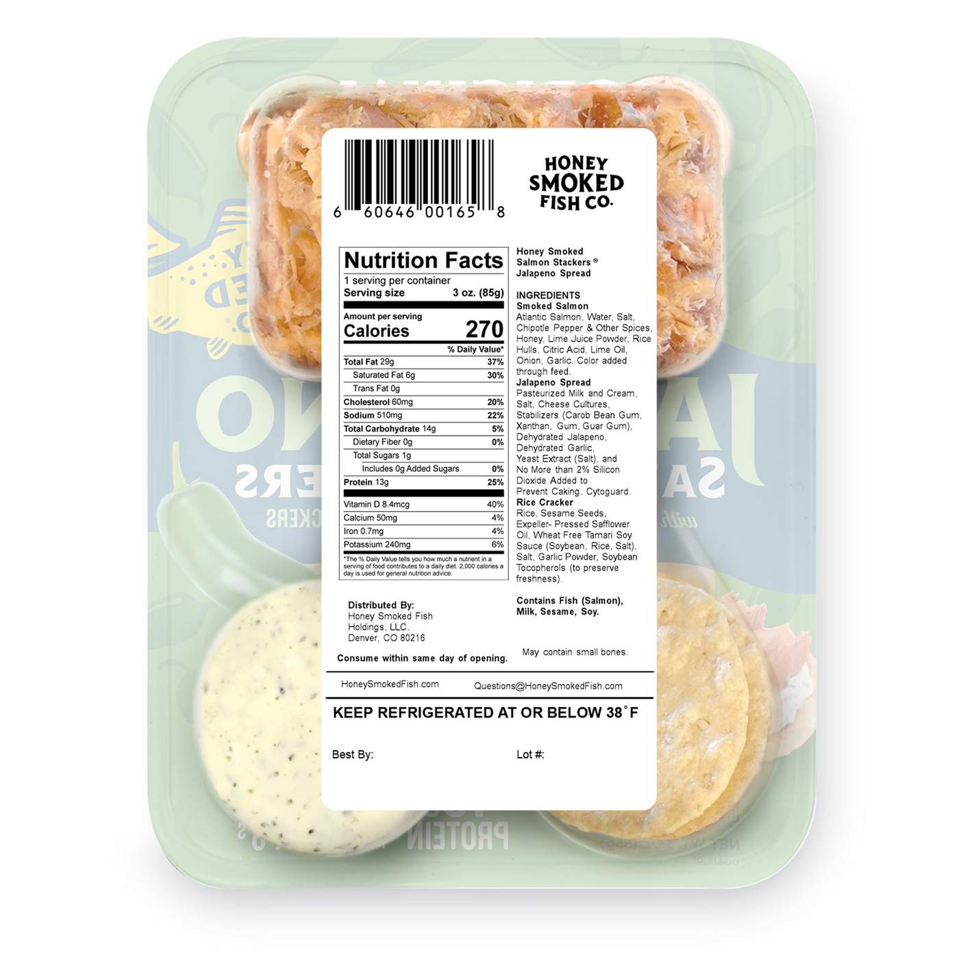 Honey Smoked Fish Co. Jalapeno Salmon Stackers; image 2 of 2