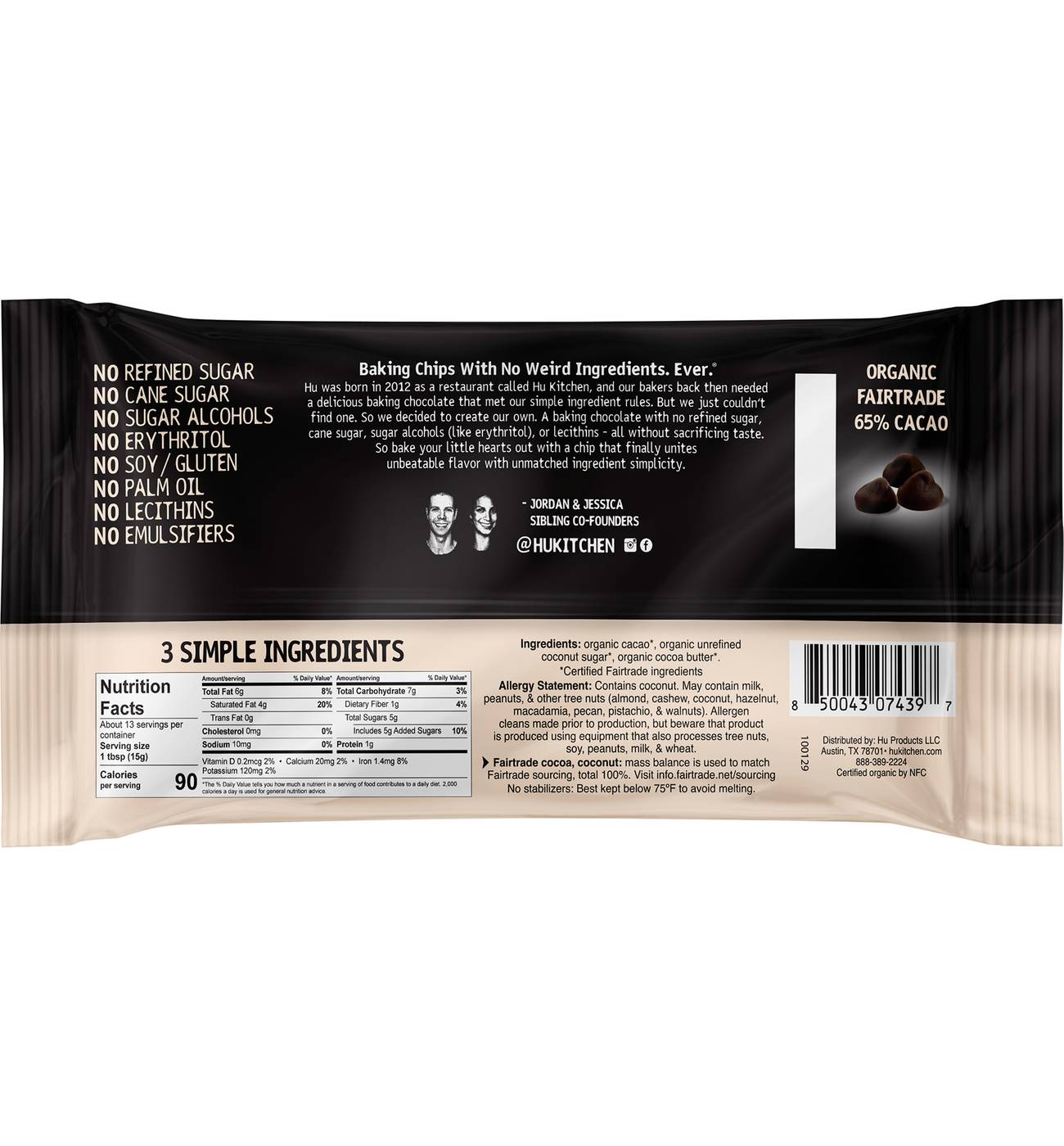 Hu 65% Dark Chocolate Baking Chips; image 2 of 2