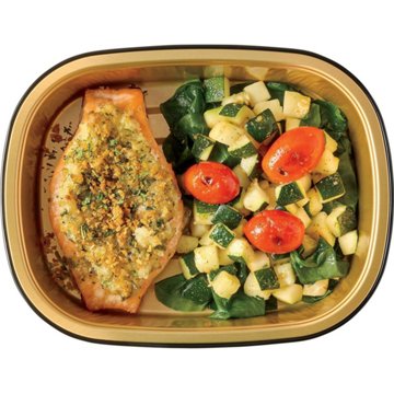 Meal Simple by H-E-B Lemon Piccata Risotto Stuffed Salmon with Zucchini & Tomatoes