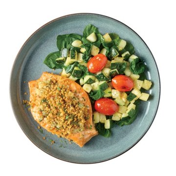 Meal Simple by H-E-B Lemon Piccata Risotto Stuffed Salmon with Zucchini & Tomatoes