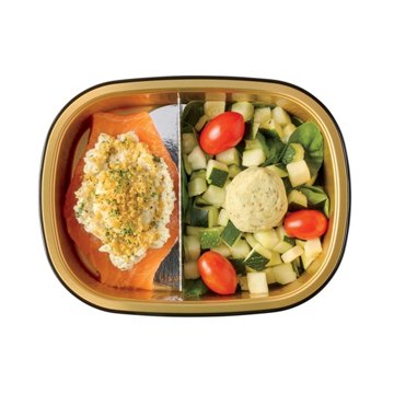 Meal Simple by H-E-B Lemon Piccata Risotto Stuffed Salmon with Zucchini & Tomatoes