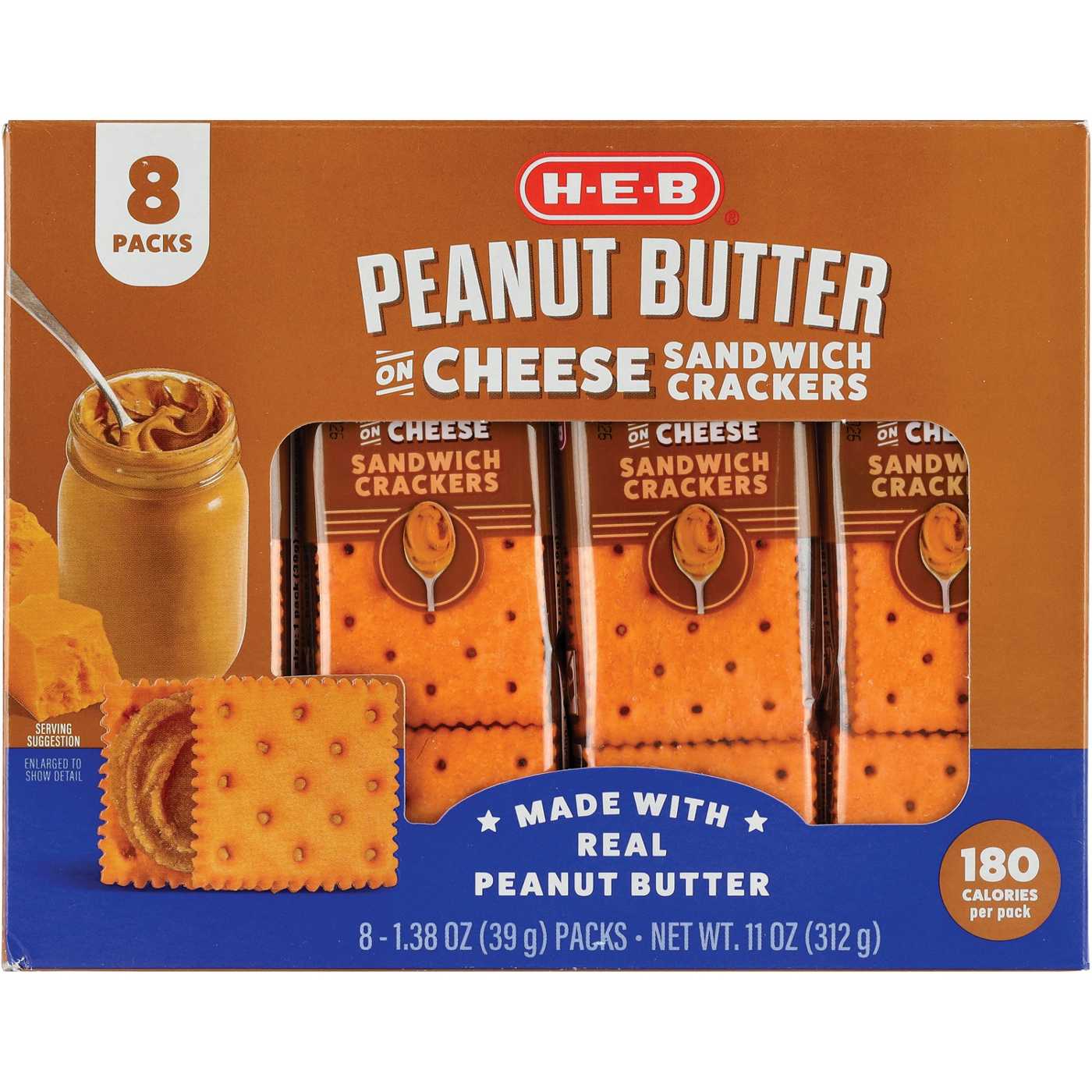 H-E-B Peanut Butter on Cheese Sandwich Crackers; image 1 of 2