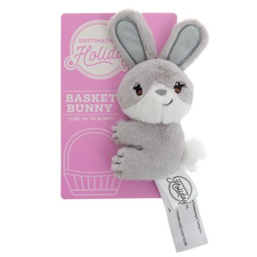 Destination Holiday Basket Easter Bunny Clip-On - Gray, 3.5"
