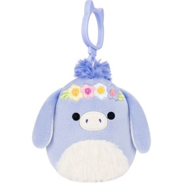 Squishmallows Donkey Easter Plush Backpack Clip, 3.5"