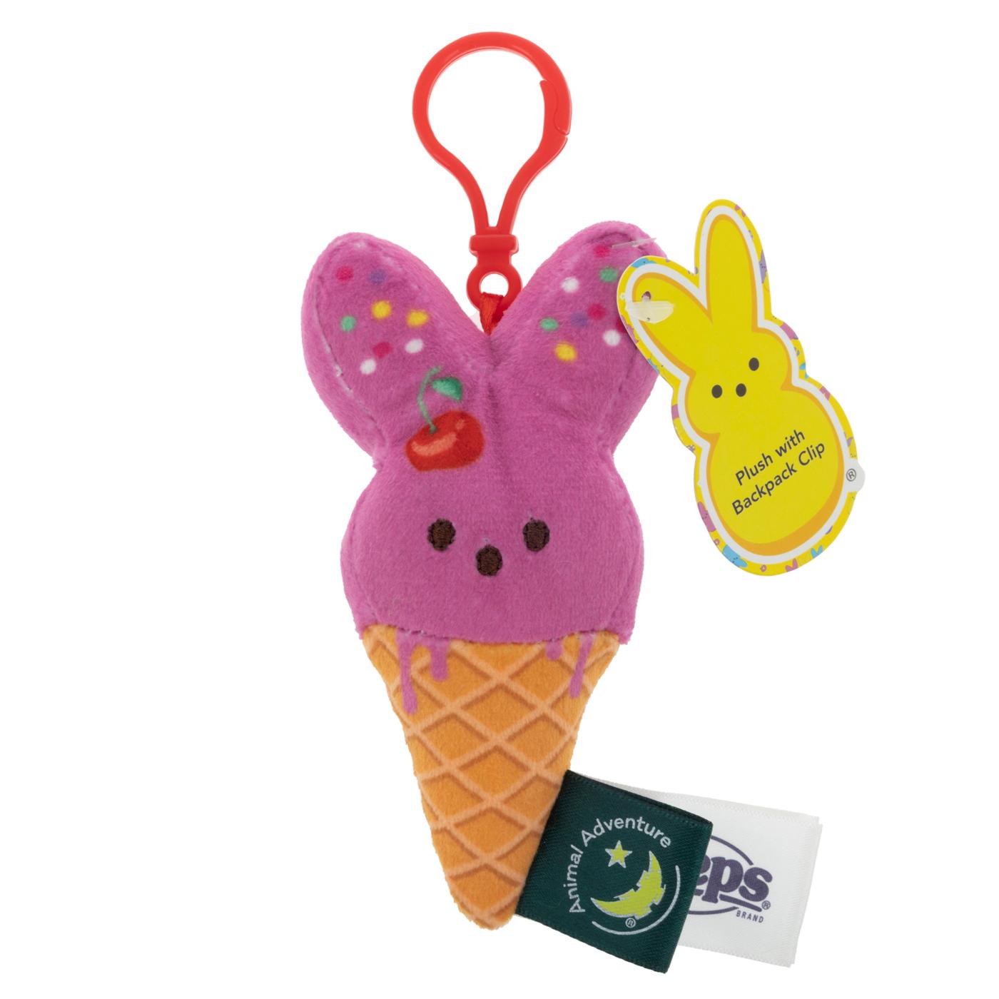 Peeps Strawberry Ice Cream Easter Bunny Plush Clip; image 1 of 4