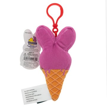 Peeps Strawberry Ice Cream Easter Bunny Plush Clip