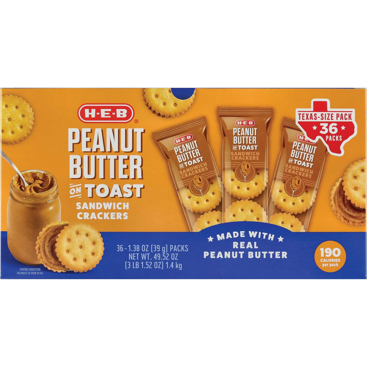 H-E-B Peanut Butter On Toast Sandwich Crackers - Texas-Size Pack; image 1 of 2