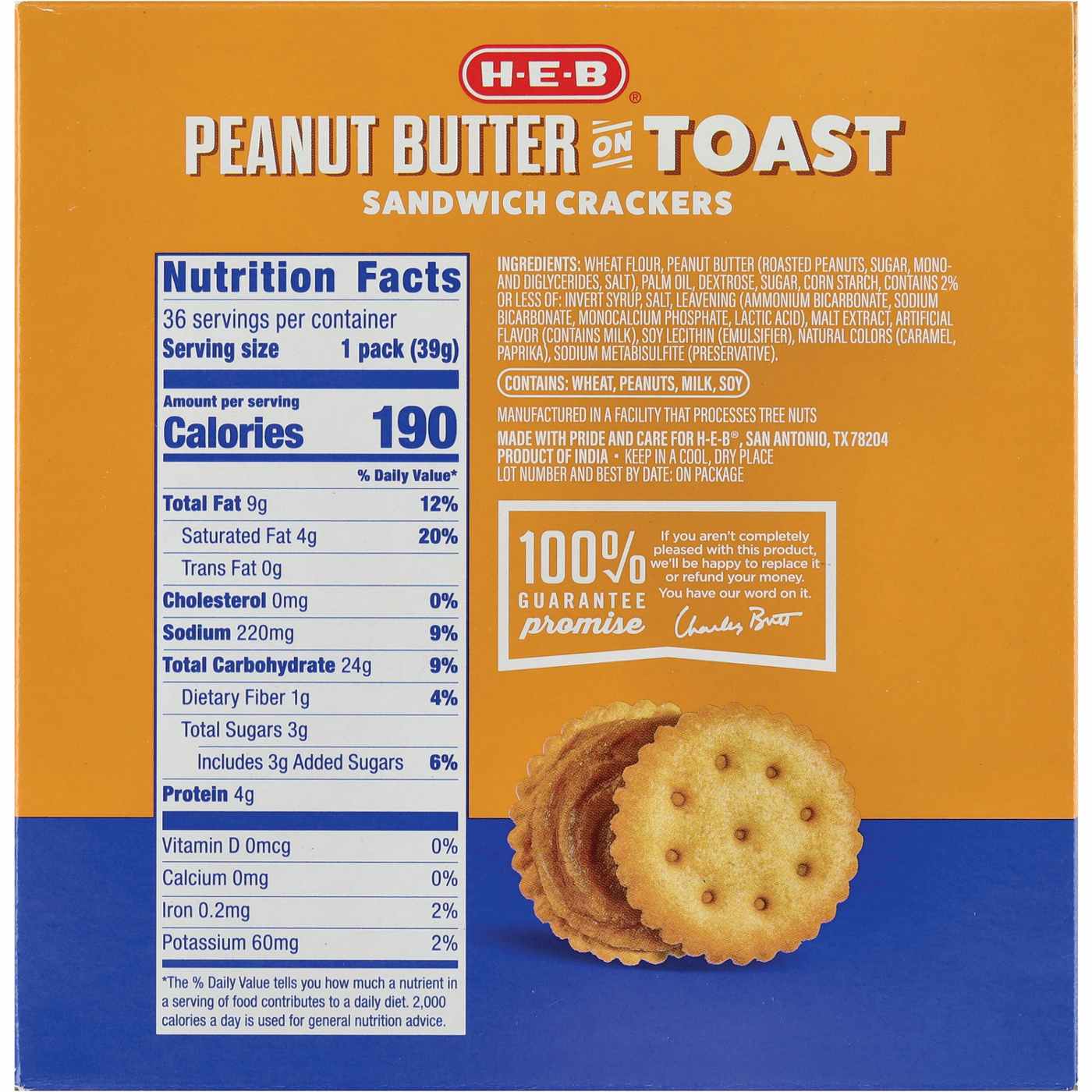 H-E-B Peanut Butter On Toast Sandwich Crackers - Texas-Size Pack; image 2 of 2