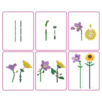 Zuru MAX Flowers Collection Building Set - Platycodon & Sunflower, 210 pc