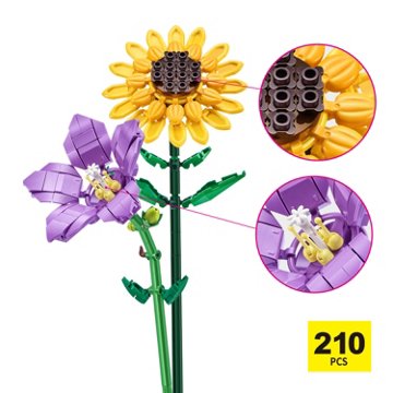 Zuru MAX Flowers Collection Building Set - Platycodon & Sunflower, 210 pc