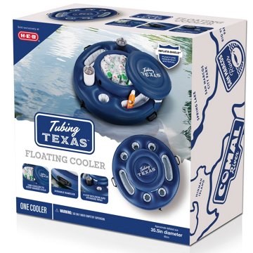 H-E-B Tubing Texas Inflatable Round Floating Cooler, 35.5"
