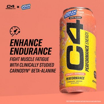 C4 Performance Zero Sugar Energy Drink - Jolly Rancher Peach