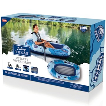 H-E-B Tubing Texas Inflatable Raft with Oars, 72.8" x 38" x 16.9"
