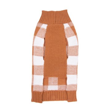 Simply Dog Orange Buffalo Check Sweater - Medium