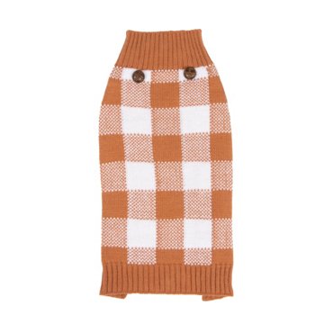 Simply Dog Orange Buffalo Check Sweater - Large