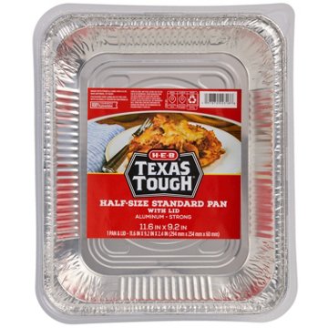 H-E-B Texas Tough Half Size Standard Foil Pan & Lid, 12" x 9"