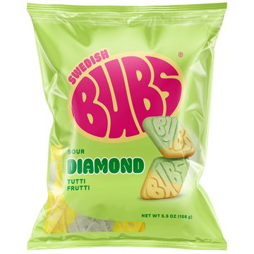 BUBS Tutti Frutti Sour Diamond Swedish Candy, 5.5 oz