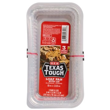 H-E-B Texas Tough 3 pk Foil Loaf Pans & Lids, 8" x 4"