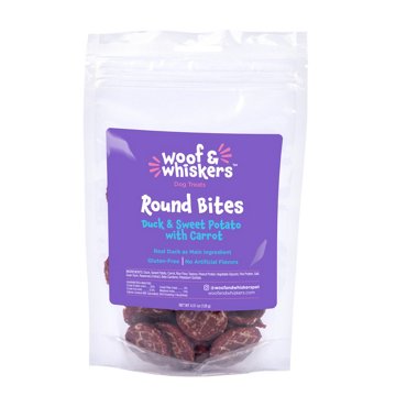 Woof & Whiskers Round Bites Dog Treats - Duck & Sweet Potato with Carrot, 4.51 oz
