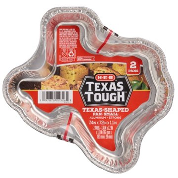 H-E-B Texas Tough 2 pk Small Foil Pans - Texas Shaped, 7" x 7"