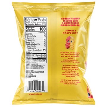 BUBS Lemon Raspberry Sour Skalle Swedish Candy, 5.5 oz